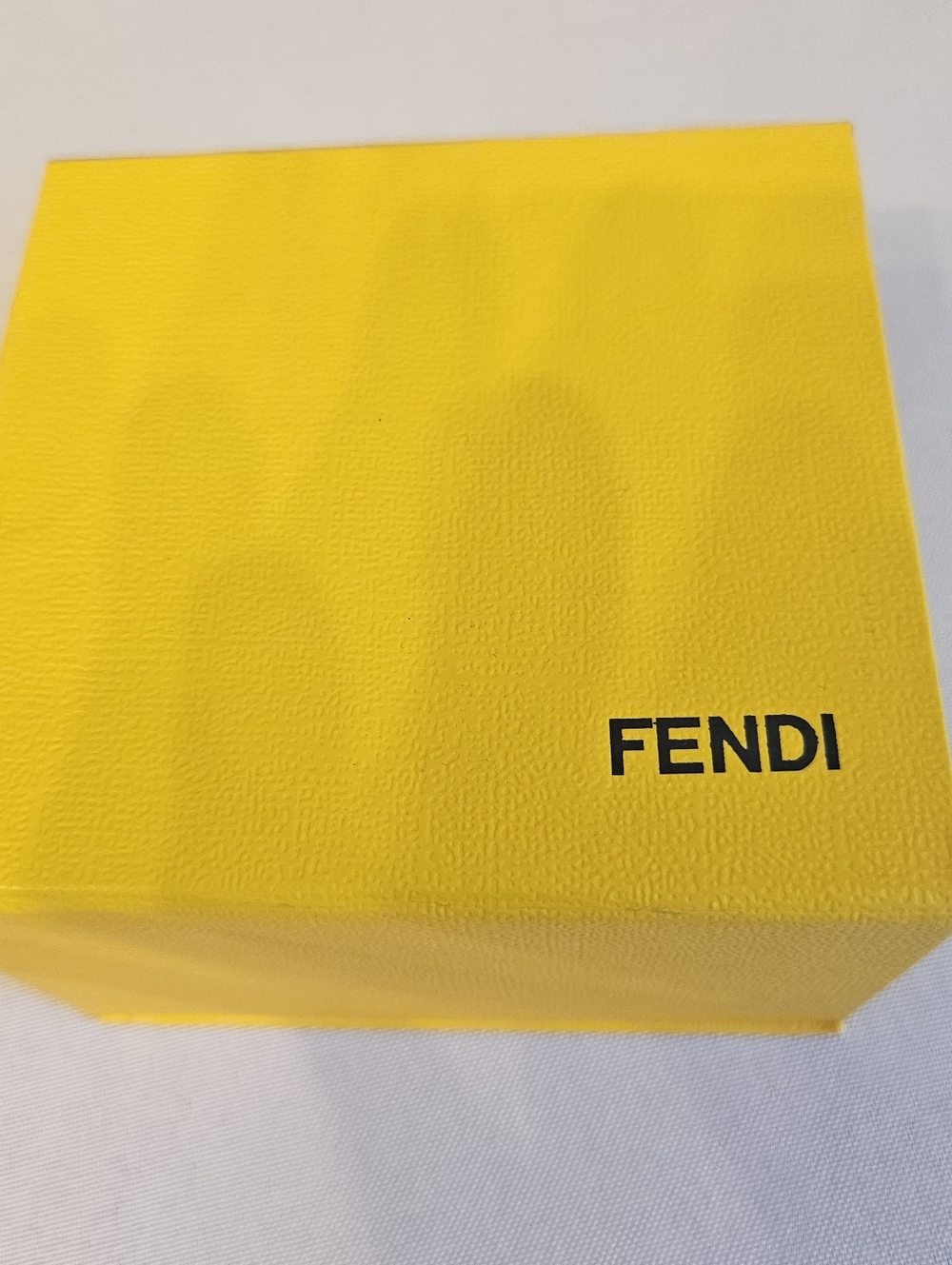 Fendi Gold Tone Black Leather FF Logo Hinged Bangle Bracelet w/ Box - Picture 6 of 6